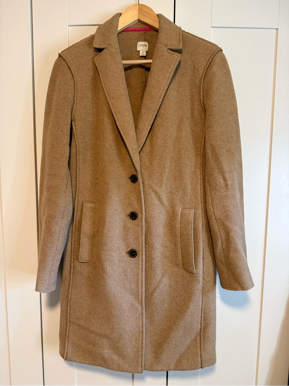 J. Crew Tan Camel Wool-Blend Single-Breasted Trench Coat